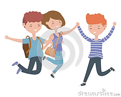 Teenager boys and girl cartoon design Vector Illustration