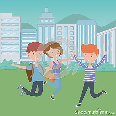 Teenager boys and girl cartoon design Vector Illustration