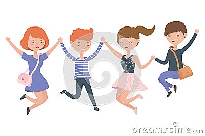 Teenager boys and girls cartoons design Vector Illustration