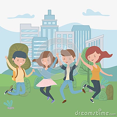 Teenager boys and girls cartoons design Vector Illustration