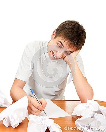 Teenager compose a Letter Stock Photo