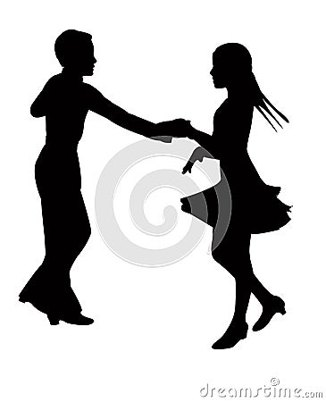 A teenager couple dancing bodies silhouette vector Vector Illustration