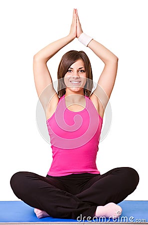 Teenager doing yoga Stock Photo