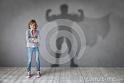 Teenager dreams of becoming a super hero Stock Photo