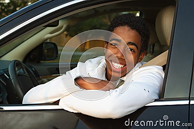 Teenager driving Stock Photo