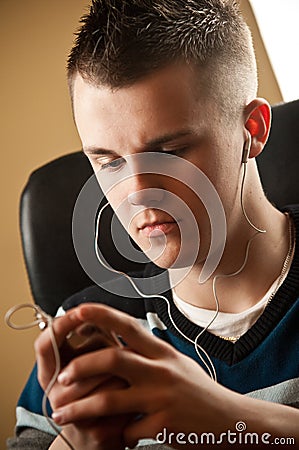 Teenager with earphones Stock Photo