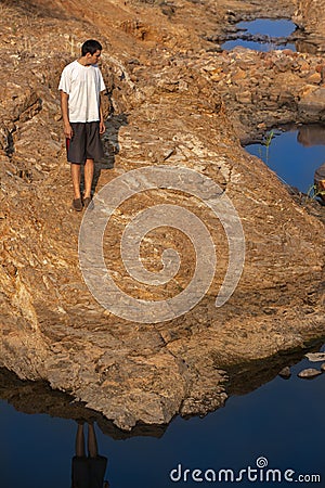 teenager exploring african landscape e Stock Photo