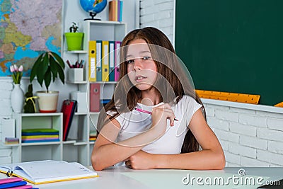 teenager girl study in classroom. back to school. formal and nonformal education. Stock Photo