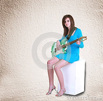 Teenager with guitar Stock Photo