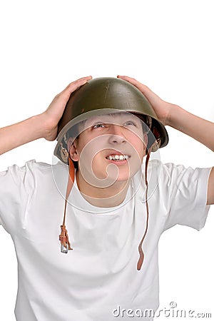 Teenager in helmet Stock Photo