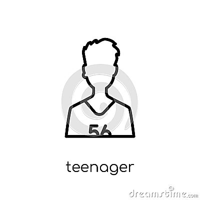 teenager icon. Trendy modern flat linear vector teenager icon on Vector Illustration