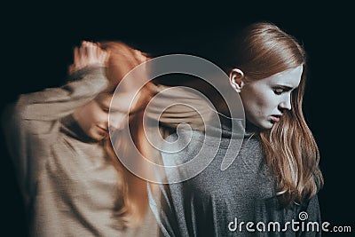 Teenager with mental illness Stock Photo