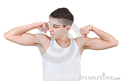 Teenager Muscle flexing Stock Photo