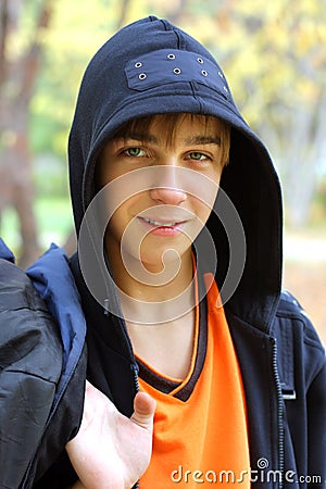 Teenager in park Stock Photo