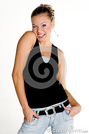 Teenager pulling funny face Stock Photo