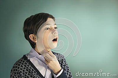 Teenager singer boy sing close up portrait Stock Photo