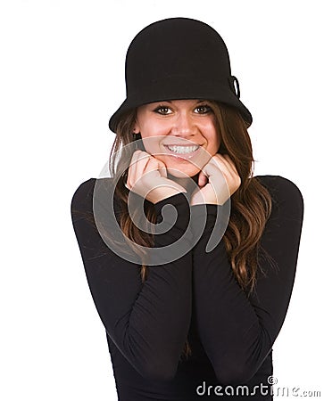 Teenager smiling and wearing hat Stock Photo