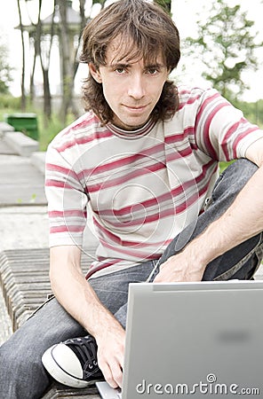 Teenager/Student With Laptop Stock Photo