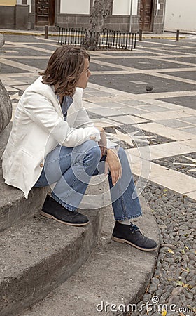 teenager waiting for somebody Stock Photo