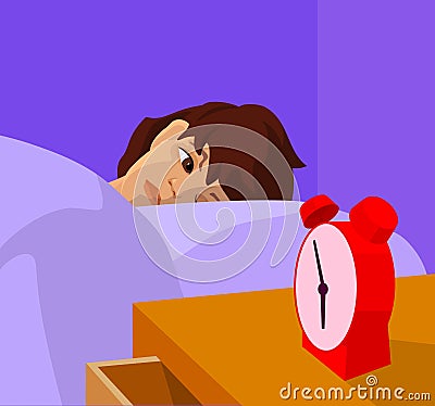 Teenager waking up, vector cartoon illustration Vector Illustration