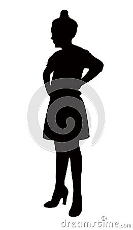 A teenager young girl standing body silhouette vector Vector Illustration