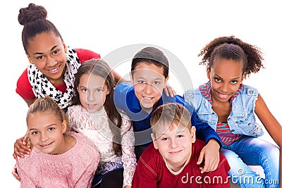 Teenagers with different complexion together Stock Photo