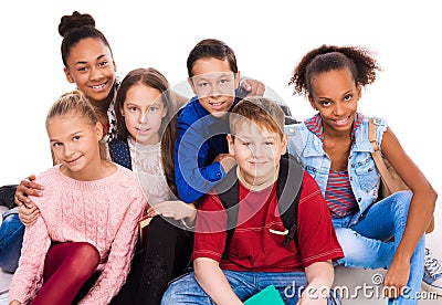 Teenagers with different complexion together Stock Photo