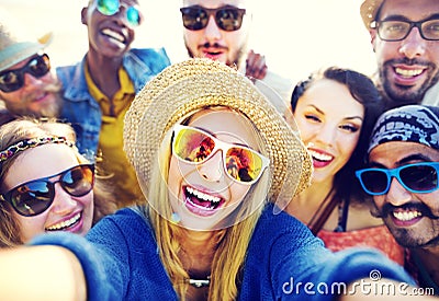 Teenagers Friends Beach Party Happiness Concept Stock Photo