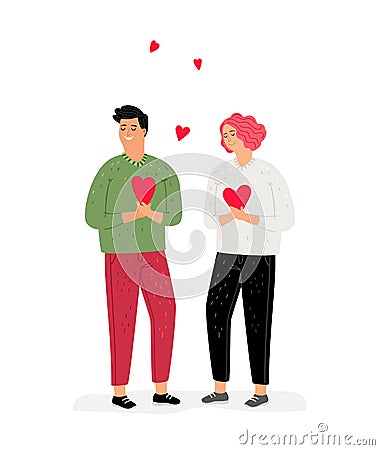 Teenagers in love Vector Illustration