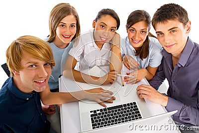 Teenagers studying together Stock Photo