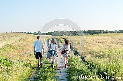 Teenagers Walking Away Stock Photo