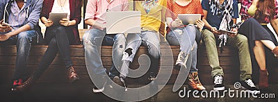 Teenagers Young Team Together Cheerful Concept Stock Photo