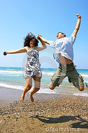 Teens jumping Stock Photo