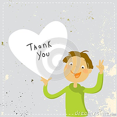 Teens thank you for help, love card Vector Illustration