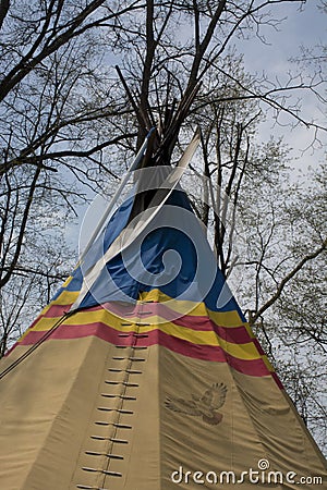 Teepee detail at rock bridge nature preserve Stock Photo