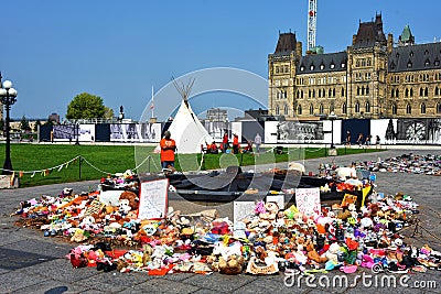 Teepee erected on Parliament Hill in Ottawa for rally by Indigenous people Editorial Stock Photo