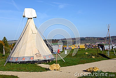 Teepee and gipsy wagons Editorial Stock Photo