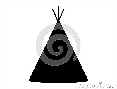 Teepee tent silhouette vector art white background Vector Illustration