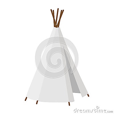 Teepee, tent or wigwam Native American dwelling isolated on white background. Vector Illustration