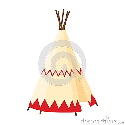 Teepee, tent or wigwam Native American dwelling isolated on white background. Vector Illustration