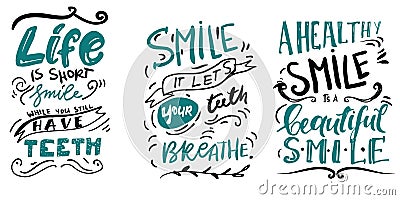 Smile quotes for your design. Hand lettering illustration Vector Illustration