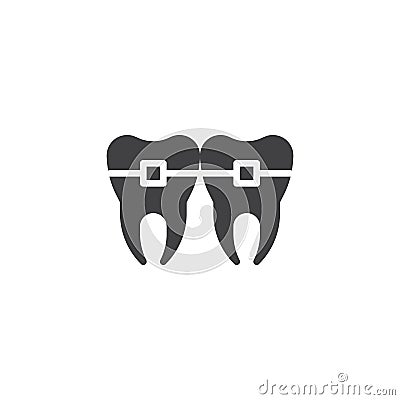 Teeth with brackets icon vector Vector Illustration