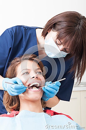 Teeth care in dentist office Stock Photo