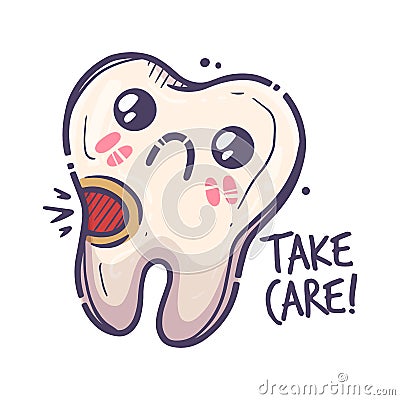 Teeth care treatment collection. Dental medicine theme for posters, books, leaflets, stickers. Tooth illustration with Vector Illustration