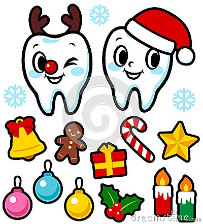 The teeth of the character Christmas Vector Illustration