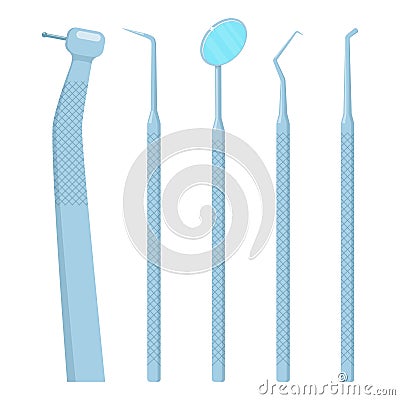 Teeth dental medical equipment steel tools set, vector illustration in flat style Cartoon Illustration