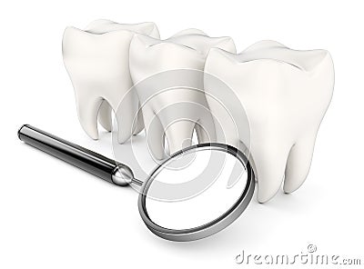 Teeth and dental mirror Stock Photo