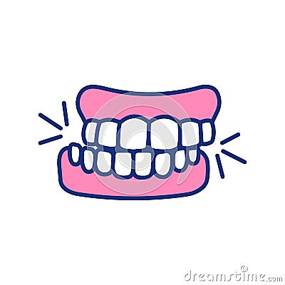 Teeth grinding RGB color icon Vector Illustration