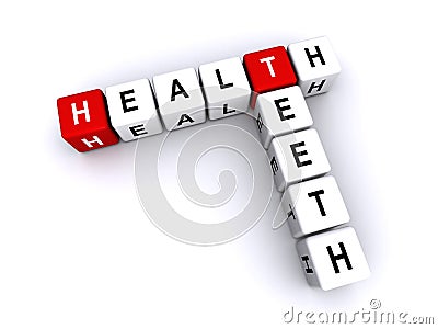 teeth health word block on white Stock Photo