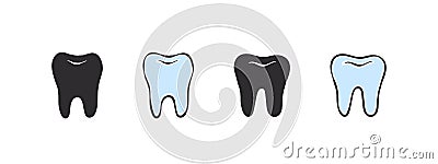 Teeth icons. Sketch style drawing. Infographics in dentistry. Vector illustration Cartoon Illustration